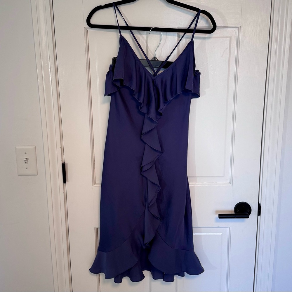 Victoria’s Secret | Cross-Back, Slip Dress, Ruffle Detail, Dusty Blue Color- EUC